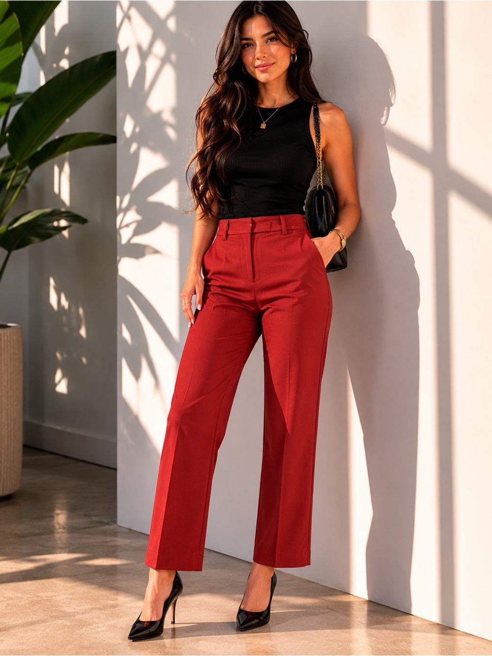 White House Black Market Perfect Form Rust Straight Crop Pants Size 2